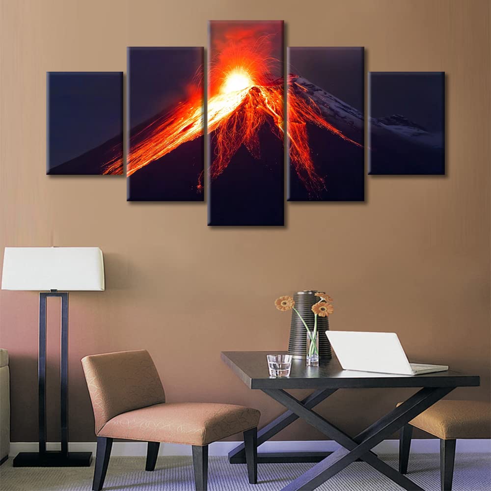 Amazon.co.jp: 5枚 キャンバス ウォールアート 火山 噴火 ポスター